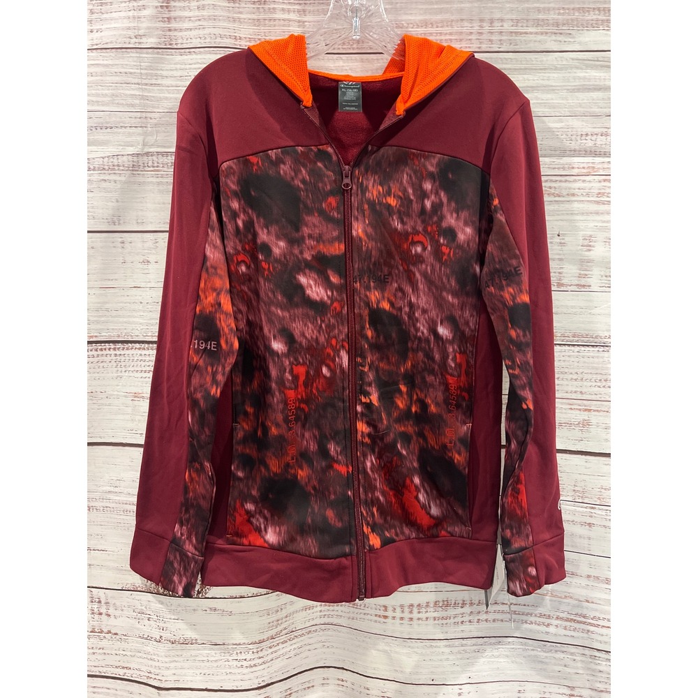 C9 Champion Boys Tech Fleece Full Zip Hoodie Maroon Orange Graphic XL 16-18 NWT
